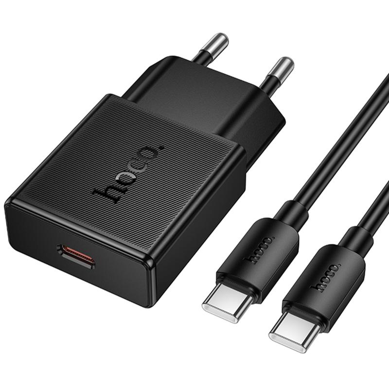 Мережевий зарядний пристрій Hoco N72 Speed ultra-thin PD 20W (1×USB-C) + кабель USB-C → USB-C