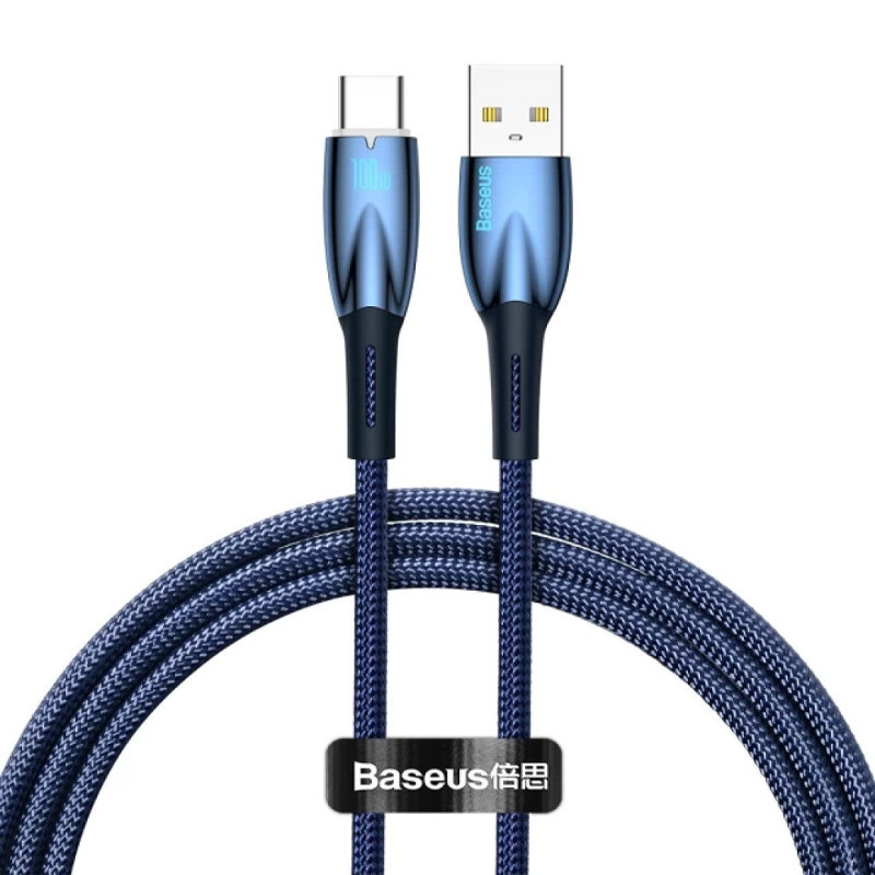 Дата кабель Baseus Glimmer Series Fast Charging Data Cable USB to USB-C 100W 1 м (CADH00040) Black