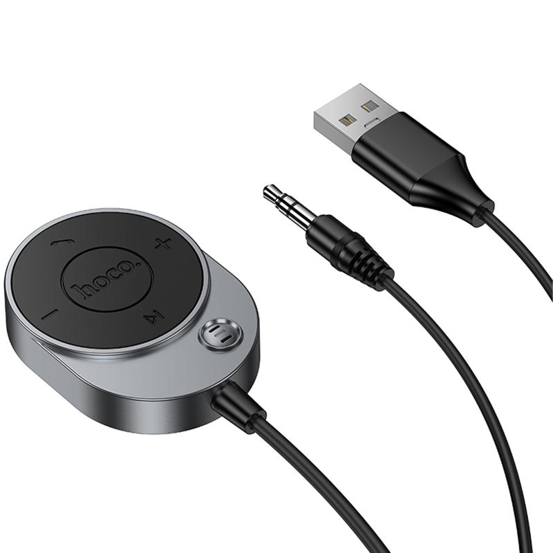Bluetooth аудіо ресивер Hoco E150 Path (AUX 3.5mm + USB-A) Metal gray