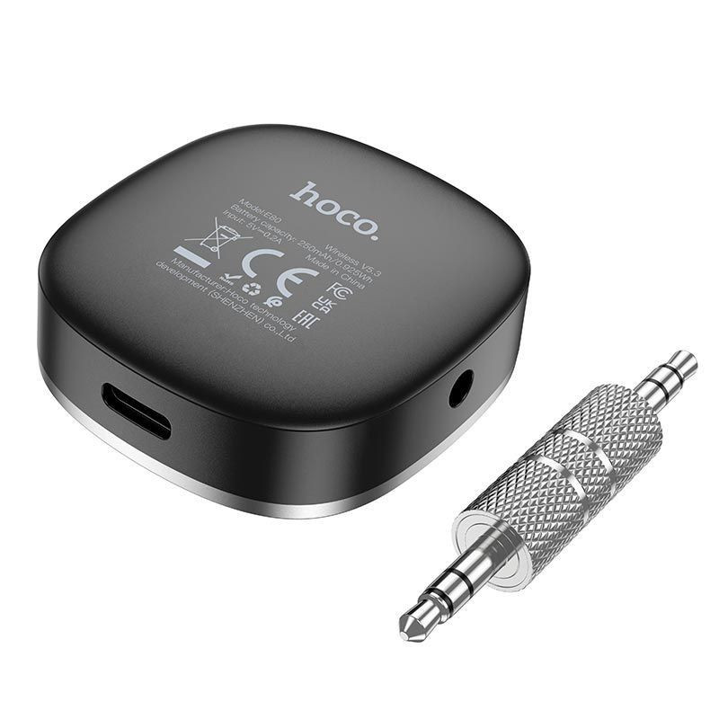 Bluetooth аудіо ресивер Hoco E80 Travel (AUX 3.5mm) Black