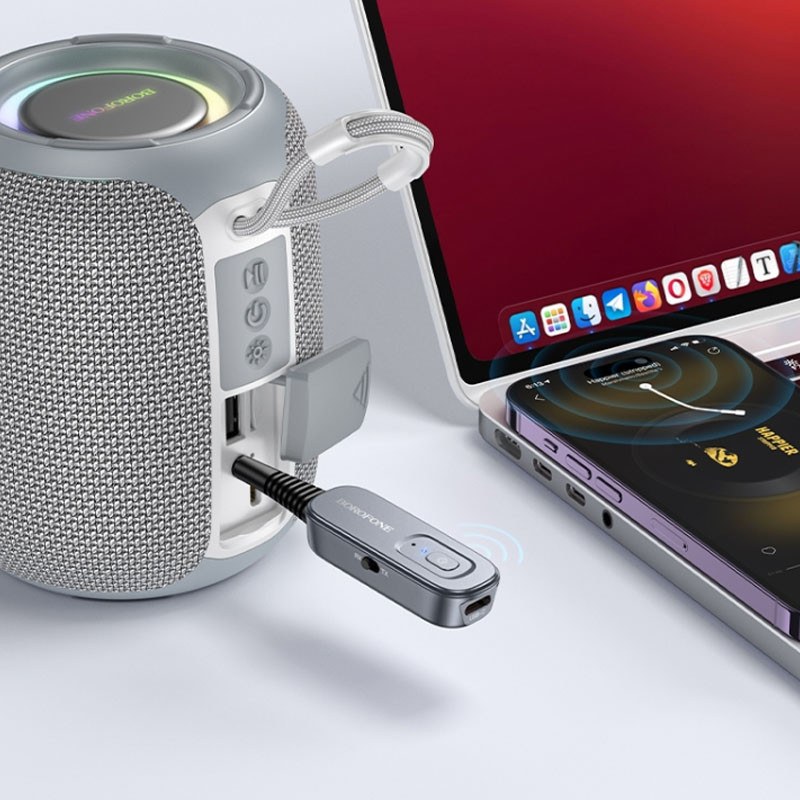 Bluetooth аудіо ресивер/трансмітер Borofone BC51 Clear way (AUX 3.5mm) Metal gray