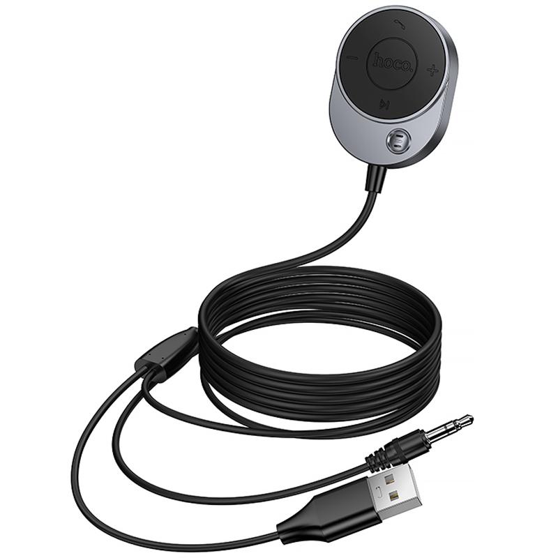 Bluetooth аудіо ресивер Hoco E150 Path (AUX 3.5mm + USB-A) Metal gray