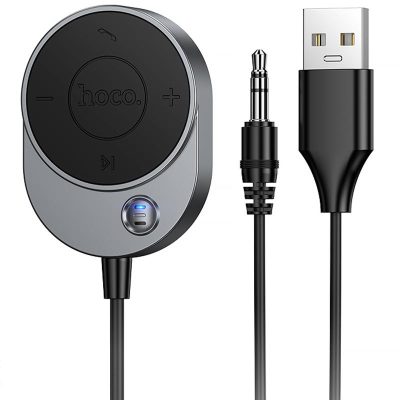 Bluetooth аудіо ресивер Hoco E150 Path (AUX 3.5mm + USB-A) Metal gray