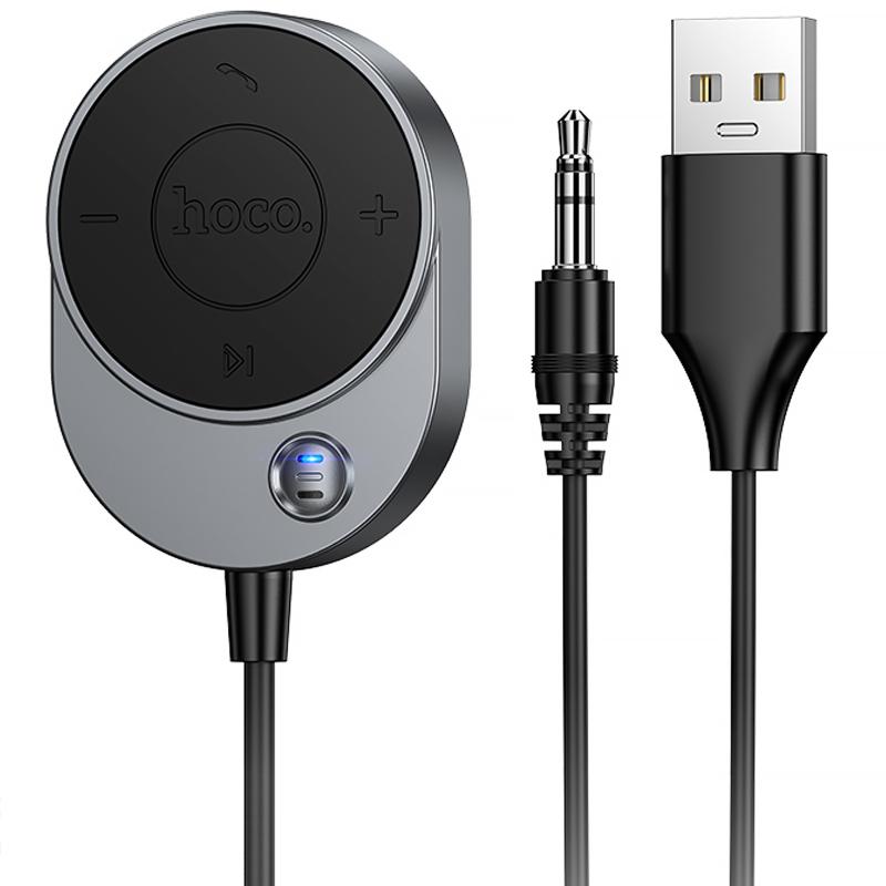 Bluetooth аудіо ресивер Hoco E150 Path (AUX 3.5mm + USB-A) Metal gray