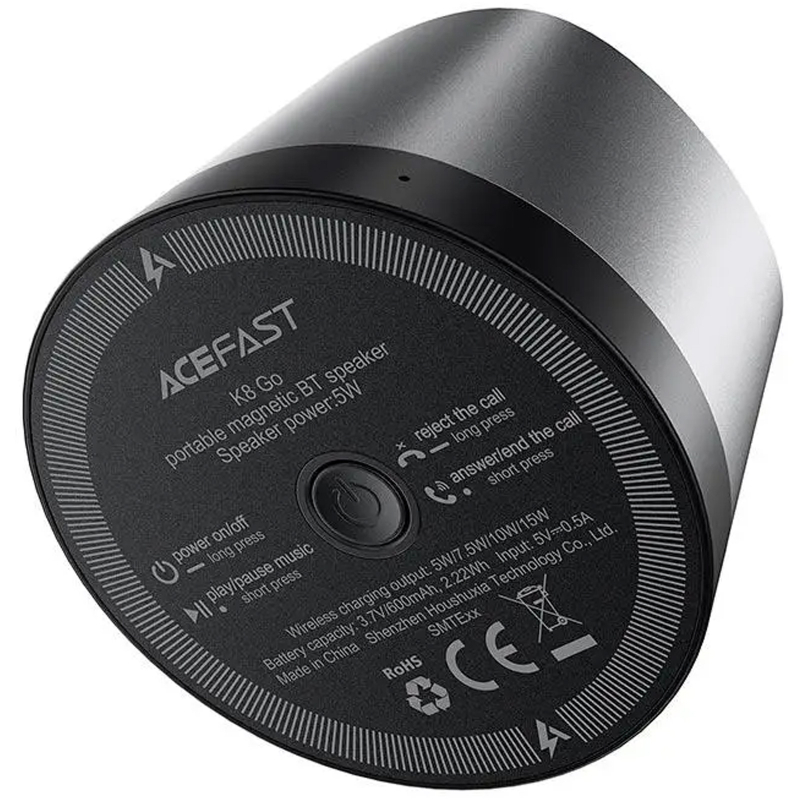 Bluetooth Колонка Acefast K8 5W + Бездротовий зарядний пристрій 15W Black