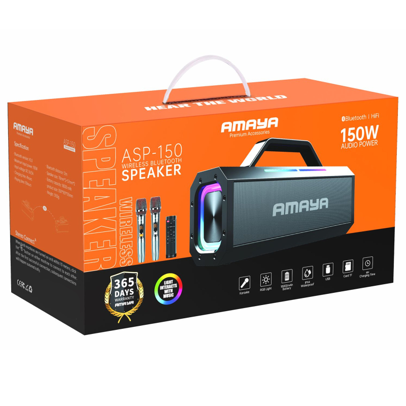Bluetooth Колонка Amaya ASP-150 Two-person 150W + два мікрофона Black