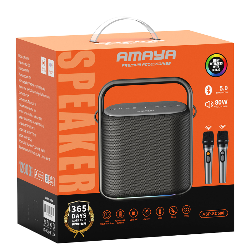 Bluetooth Колонка Amaya SC500 Two-person 80W + два мікрофона Black