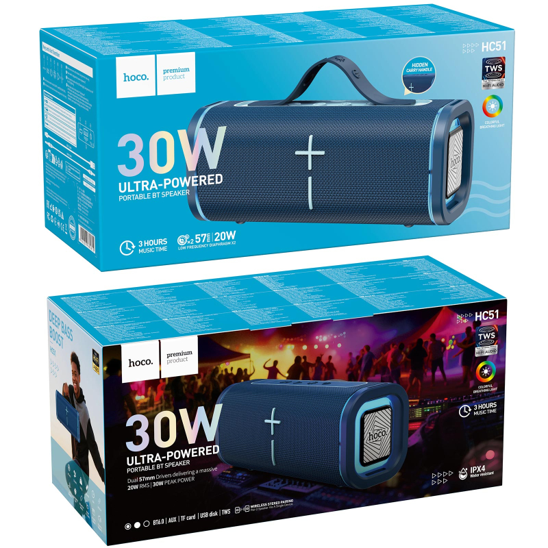 Bluetooth Колонка Hoco HC51 Soul 30W Blue