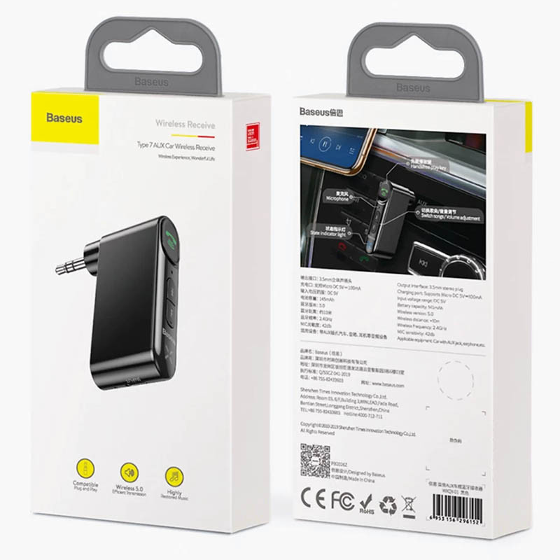 Bluetooth ресивер Baseus BSBA-02 AUX Wireless Audio Receiver (WXQY01) Black