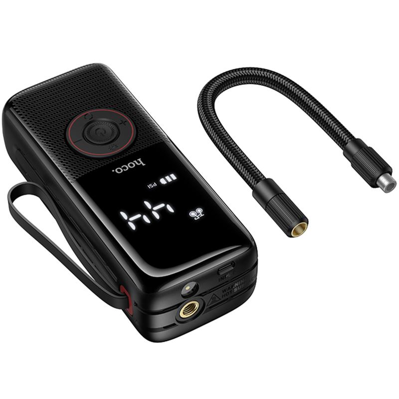 Автомобільний насос Hoco ZP18 Enlighten smart air pump Black