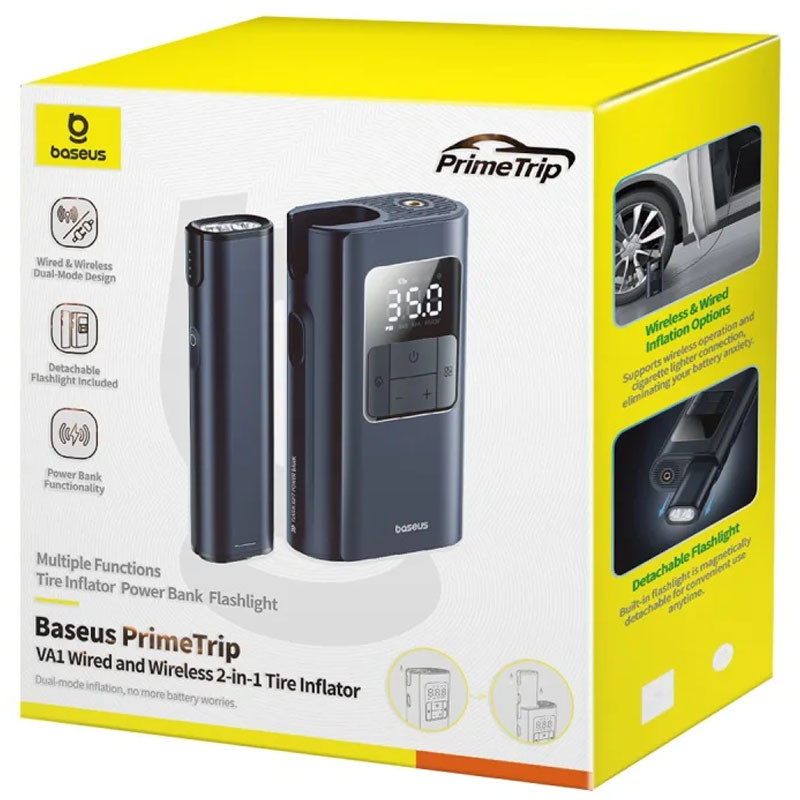 Автомобільний насос Baseus PrimeTrip VA1 2-in-1 1750 mAh (C11169001121-00) Cosmic Black