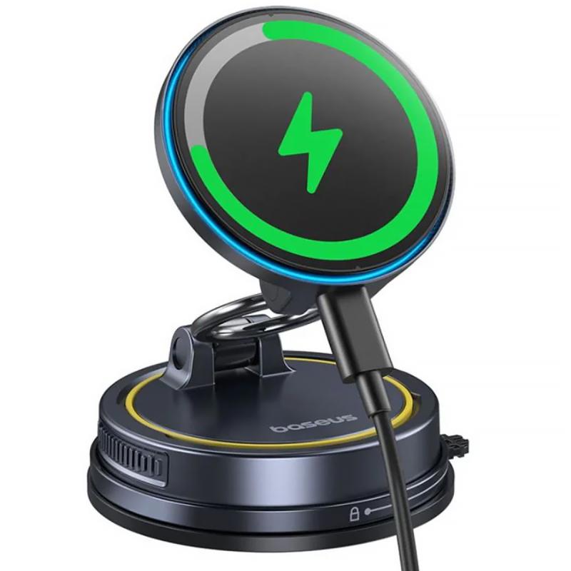 Автотримач з Бездротовий зарядний пристрій Baseus PrimeTrip VC2 Flex Pro Magnetic Wireless Charging (C0013F) Cosmic Black