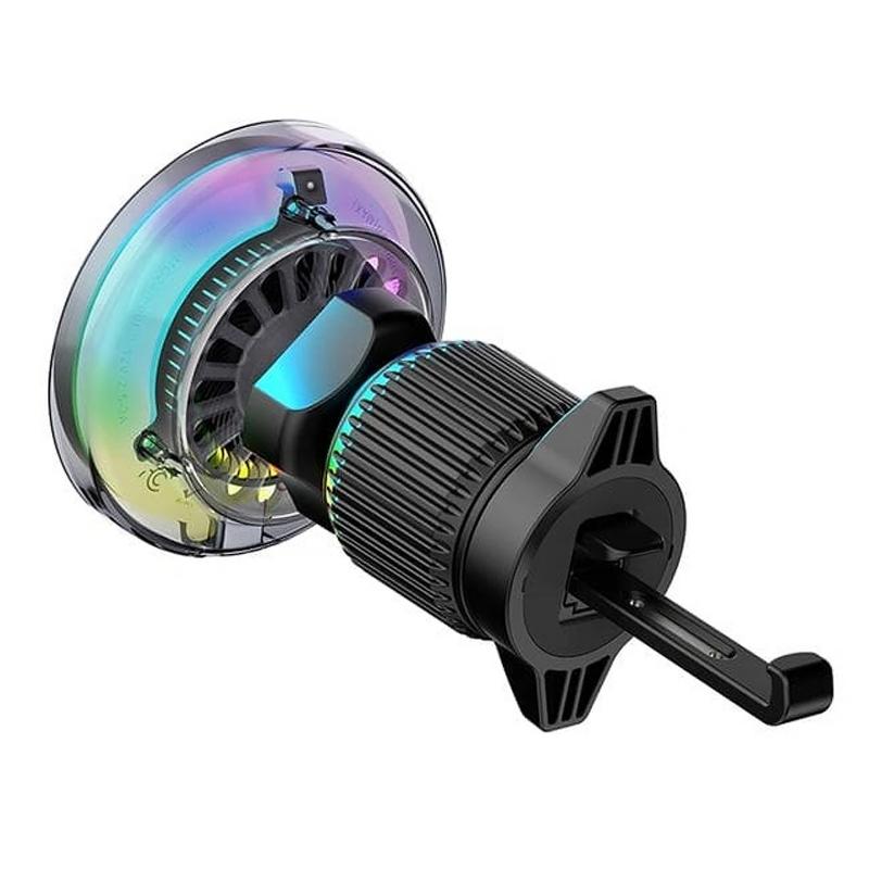 Автотримач з Бездротовий зарядний пристрій WIWU CH-324 Aurora Qi2 15W (air outlet) Black