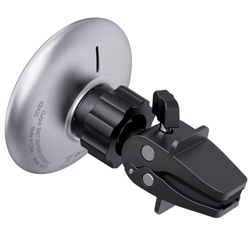 Автотримач з Бездротовий зарядний пристрій Acefast D3 magnetic wireless 15W (air outlet) Silver