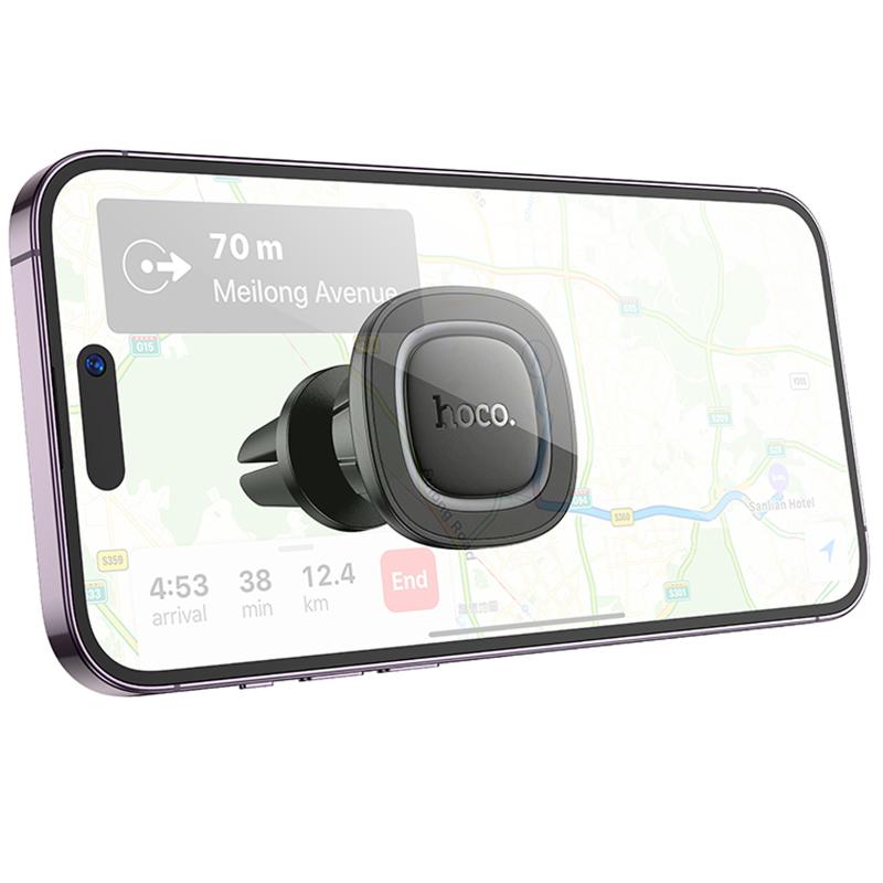 Автотримач Hoco H72 Crown magnetic (air outlet) Black / Metal gray