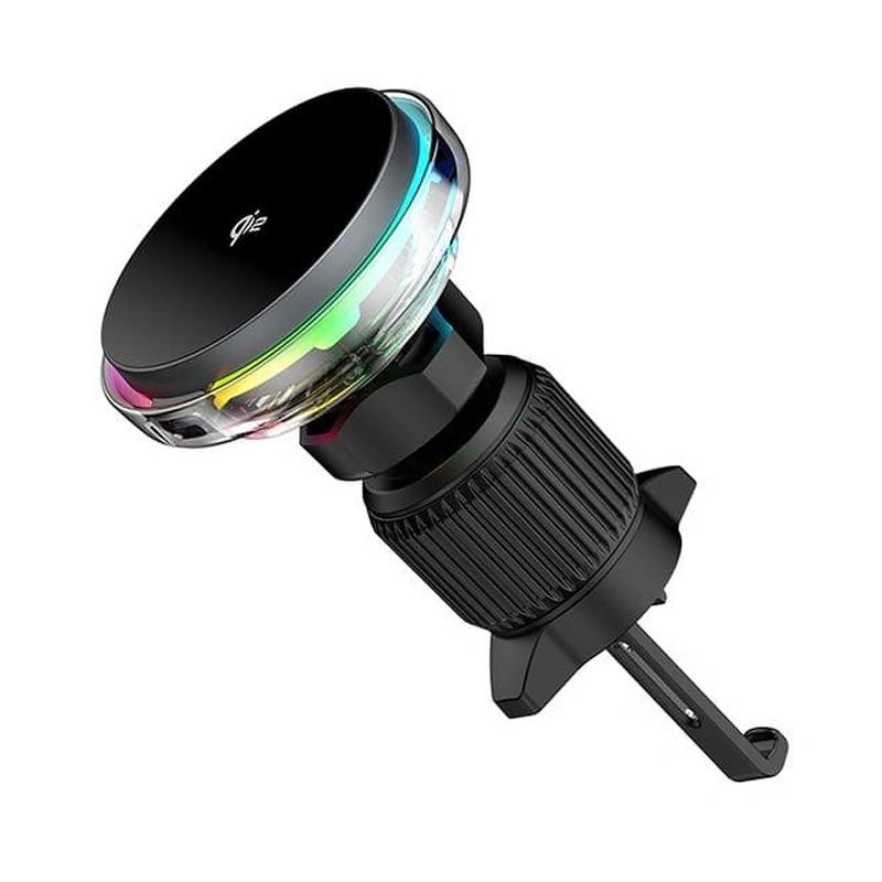 Автотримач з Бездротовий зарядний пристрій WIWU CH-324 Aurora Qi2 15W (air outlet) Black