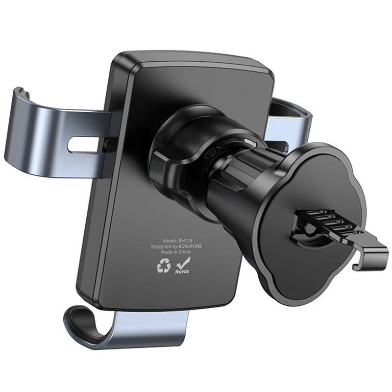 Автотримач Borofone BH118 Refined (air outlet) Black / Metal gray