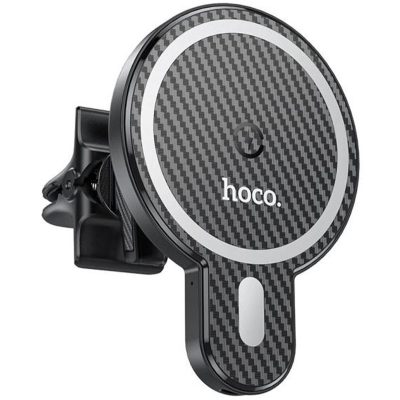 Автотримач з Бездротовий зарядний пристрій Hoco CA85 Ultra 15W (air outlet) Black