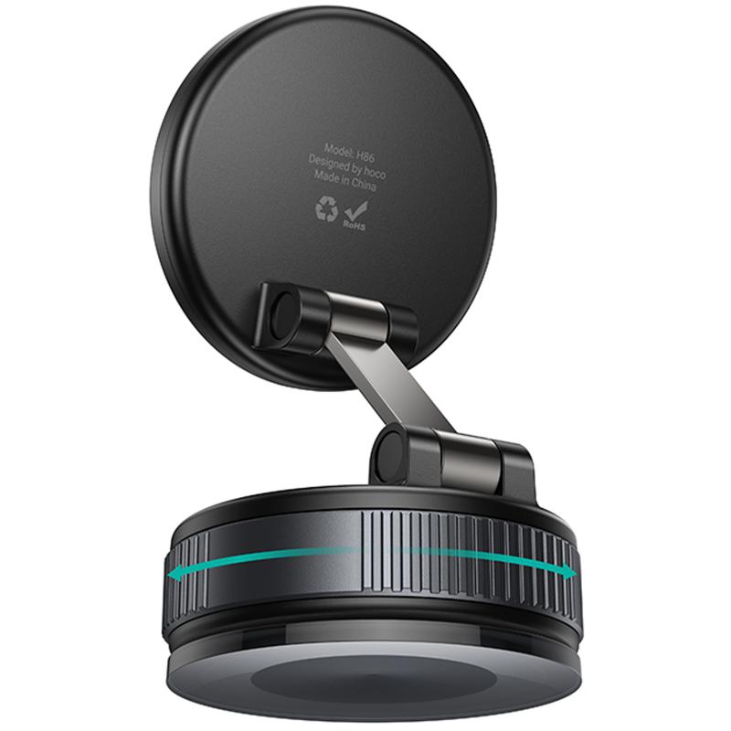 Автотримач Hoco H86 Dragon manual suction cup magnetic (universal) Black / Metal gray