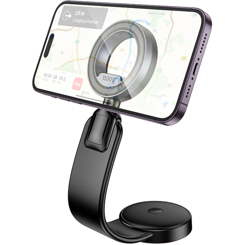 Автотримач Hoco H71 Totem Ring magnetic (center console) Black metal gray