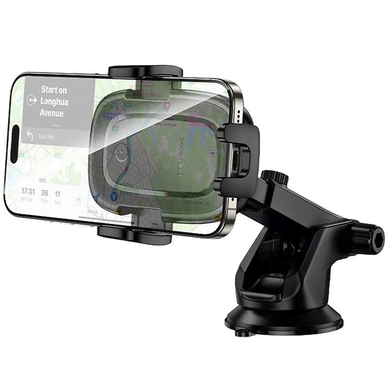 Автотримач з Бездротовий зарядний пристрій Borofone BH223 Follower 15W (center console) Black