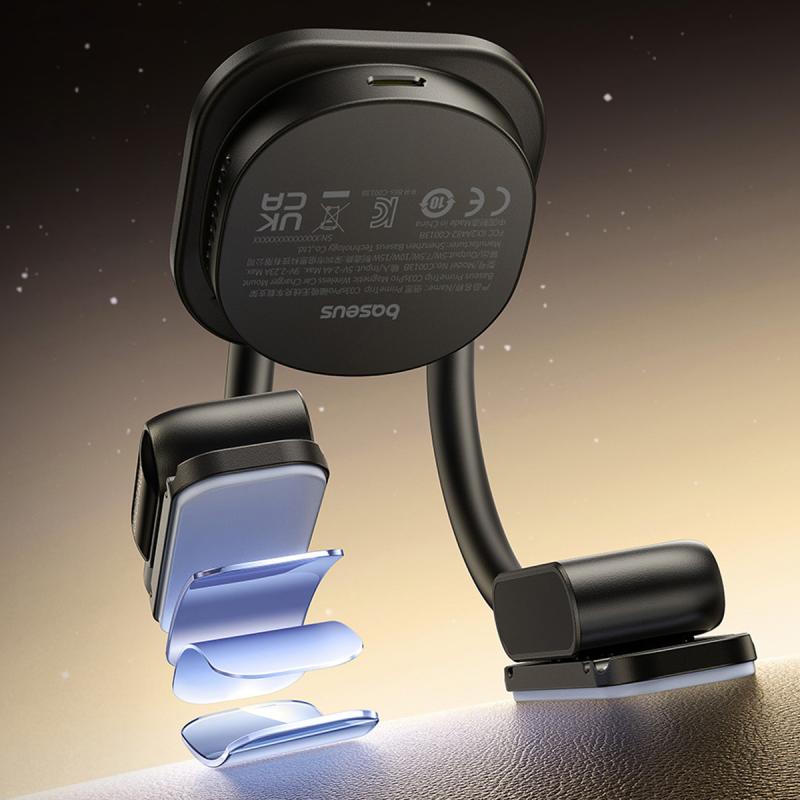 Автотримач з Бездротовий зарядний пристрій Baseus PrimeTrip C03s Pro Magnetic 15W (center console) (C0013B) Cosmic Black