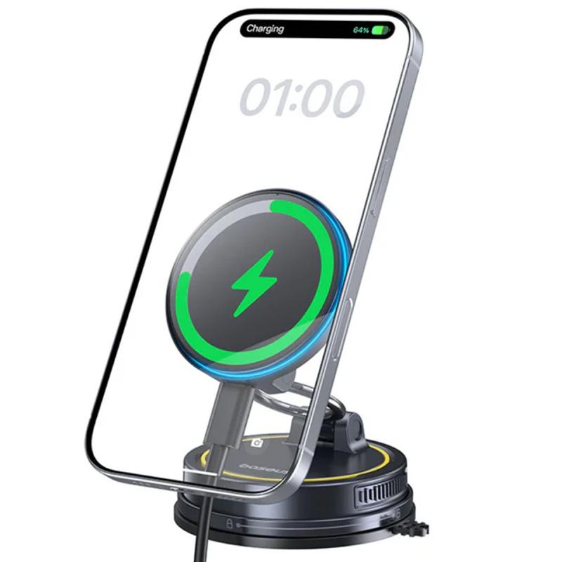 Автотримач з Бездротовий зарядний пристрій Baseus PrimeTrip VC2 Flex Pro Magnetic Wireless Charging (C0013F) Cosmic Black