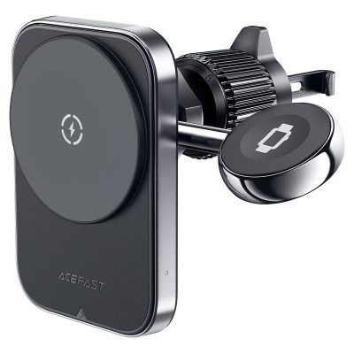Автотримач з Бездротовий зарядний пристрій Acefast D18 2in1 in-car 15W (air outlet) Black