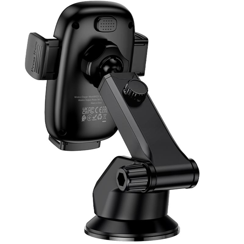 Автотримач з Бездротовий зарядний пристрій Borofone BH223 Follower 15W (center console) Black