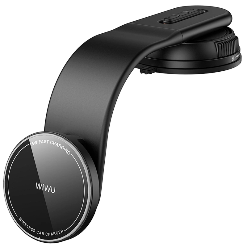 Автотримач з Бездротовий зарядний пристрій WIWU CH-327 Universal Automatic 15W (center console) Black