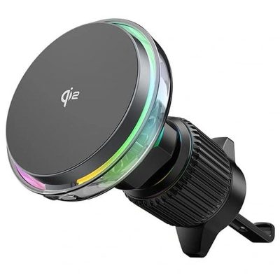 Автотримач з Бездротовий зарядний пристрій WIWU CH-324 Aurora Qi2 15W (air outlet) Black