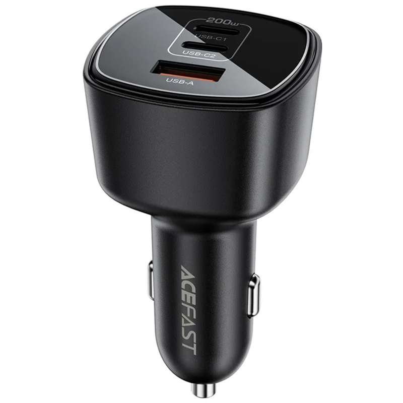 Автомобільний зарядний пристрій Acefast B18 PD 100W + QC 3.0 total 200W (1×USB-A / 2×USB-C) Black