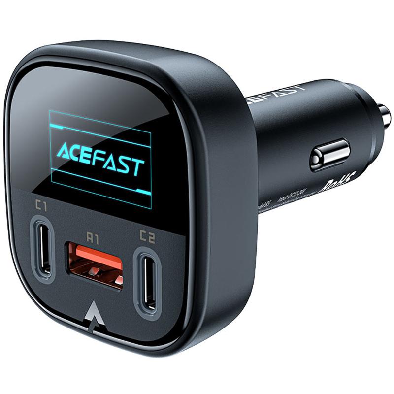 Автомобільний зарядний пристрій Acefast B5 PD 36W + QC 4.0 total 101W (1×USB-A / 2×USB-C) Black
