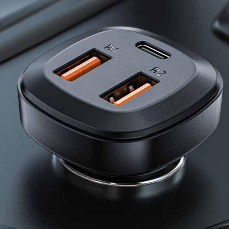 Автомобільний зарядний пристрій Acefast B9 PD 36W + QC 4.0 total 66W (2×USB-A / 1×USB-C) Black