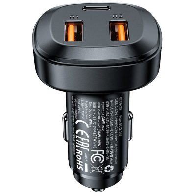 Автомобільний зарядний пристрій Acefast B9 PD 36W + QC 4.0 total 66W (2×USB-A / 1×USB-C) Black