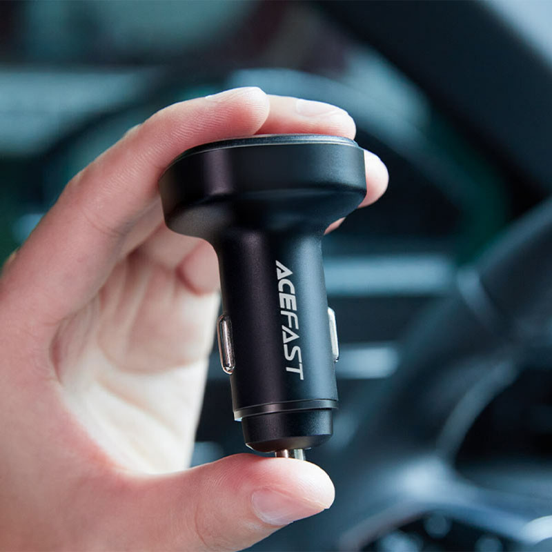 Автомобільний зарядний пристрій Acefast B9 PD 36W + QC 4.0 total 66W (2×USB-A / 1×USB-C) Black