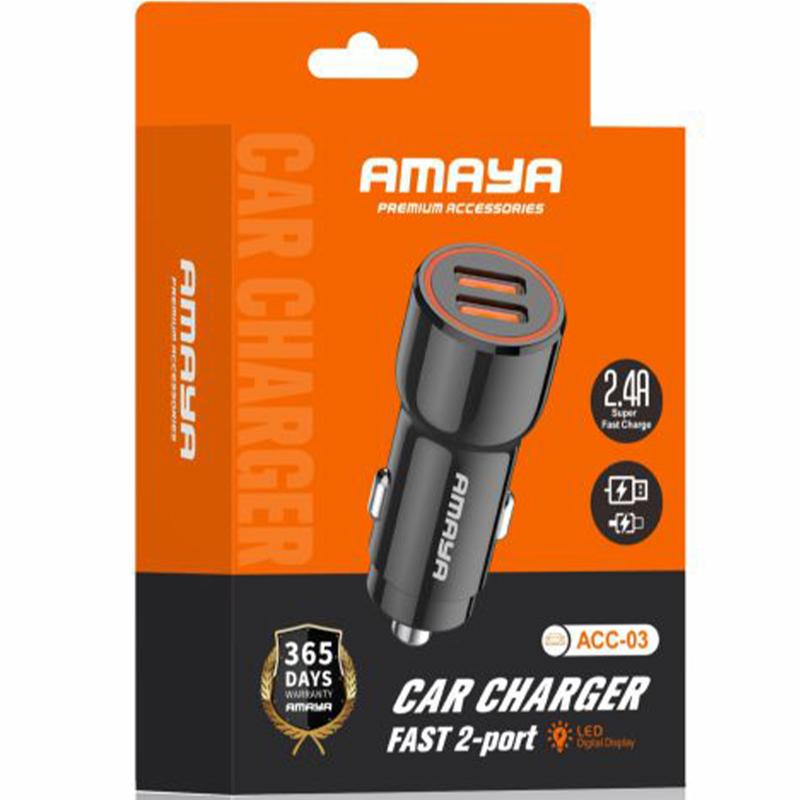 Автомобільний зарядний пристрій Amaya ACC-03 2.4 А (2×USB-A) Black