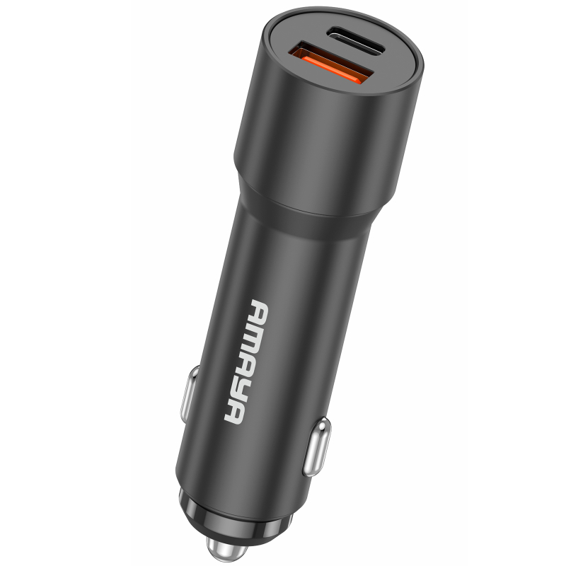 Автомобільний зарядний пристрій Amaya ACC-09 PD22.5W + QC 3.0 total 40.5W (1×USB-A / 1×USB-C) Black