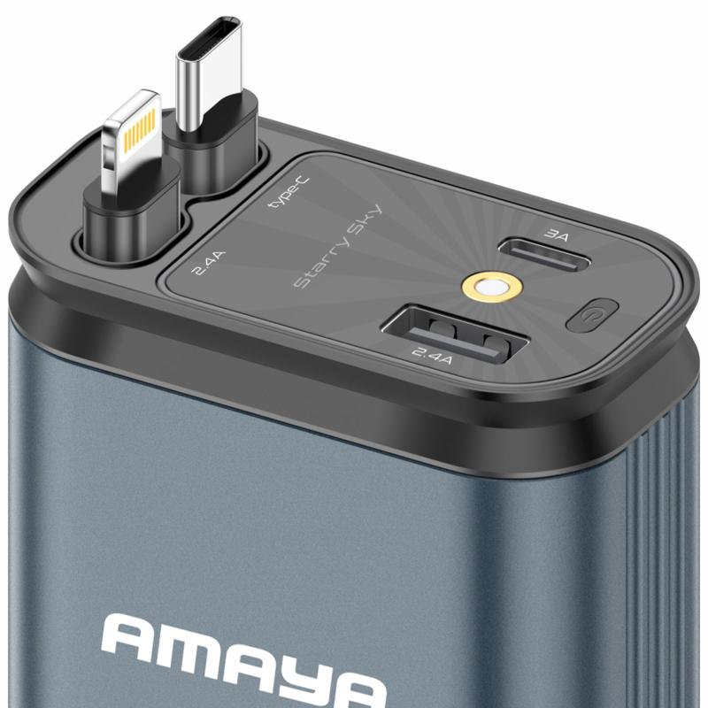 Автомобільний зарядний пристрій Amaya ACC-CL11 PD57.5W + QC 3.0 (1×USB-A / 1×USB-C) with retractable cable USB-C + Lightning Gray