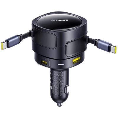 АЗП Baseus Enjoyment Max PD90W with retractable cables (1USB-A/3C) (C00035507121) Cosmic Black