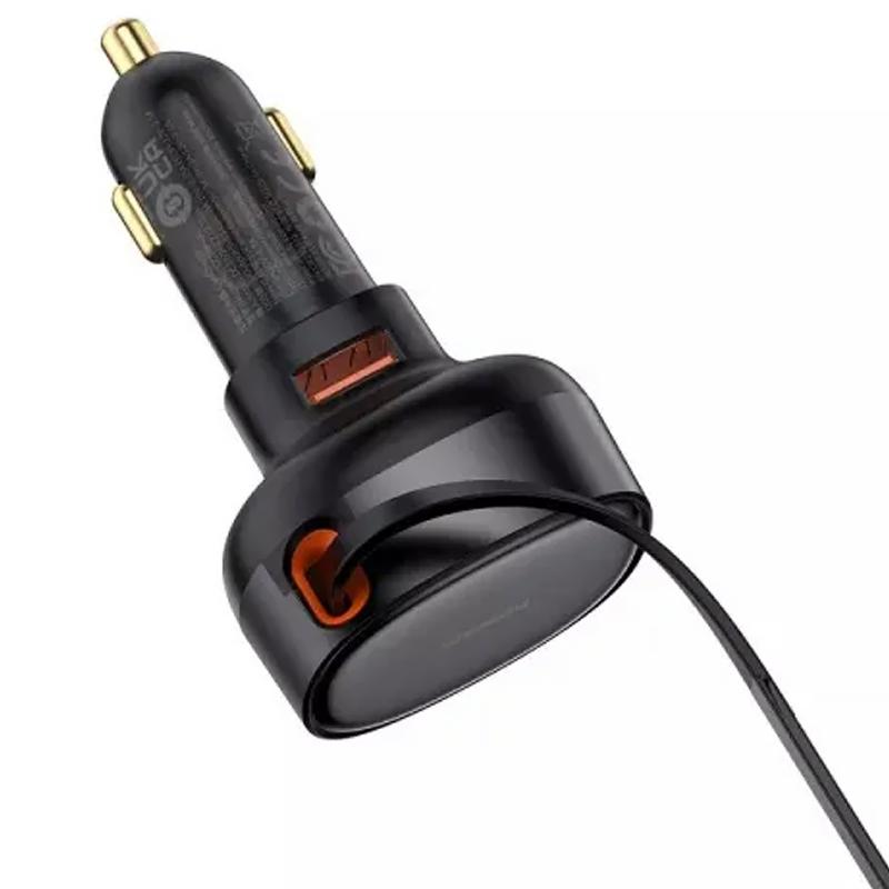 Автомобільний зарядний пристрій Baseus Enjoyment Pro PD 60W + QC 3.0 with retractable cable (1×USB-A / 1×USB-C) (C000578) Cluster Black