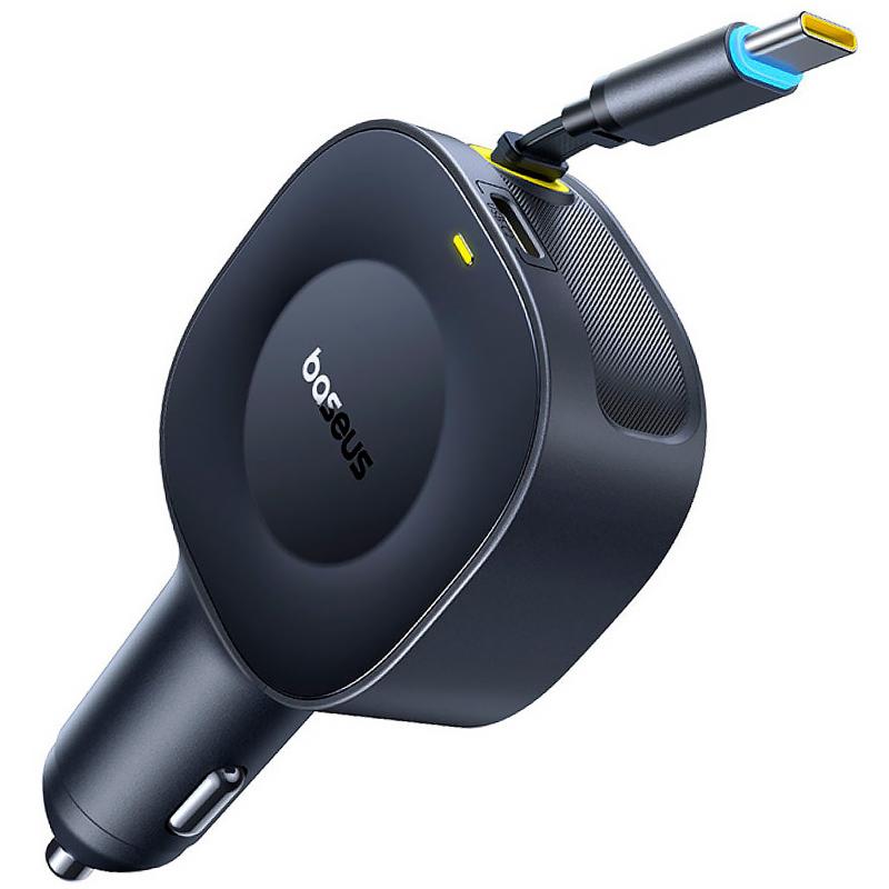 Автомобільний зарядний пристрій Baseus PrimeTrip VR2 30W with retractable cable (2×USB-C) (C0206401) Cosmic Black