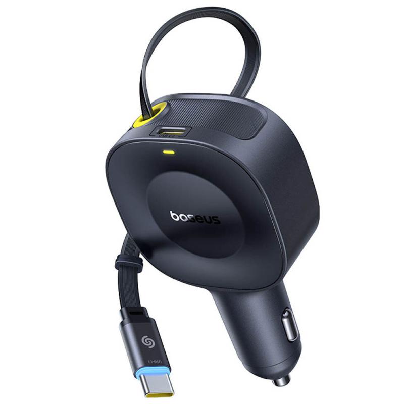 Автомобільний зарядний пристрій Baseus PrimeTrip VR2 30W with retractable cable (2×USB-C) (C0206401) Cosmic Black