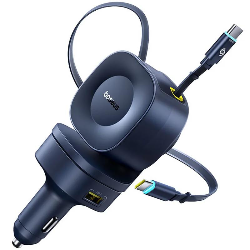 Автомобільний зарядний пристрій Baseus PrimeTrip VR2 Max PD 100W + QC 3.0 with retractable cable (1×USB-A / 3×USB-C) (C02066) Cosmic Black