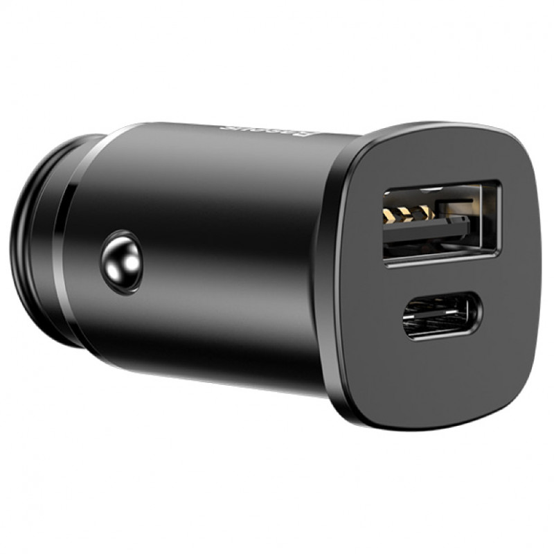 Автомобільний зарядний пристрій Baseus Square Metal PD 3.0 QC 4.0 + 30W USB + USB-C (CCALL-AS) Чорний
