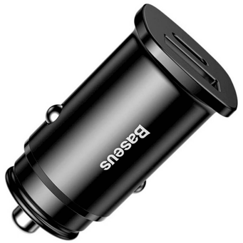 Автомобільний зарядний пристрій Baseus Square Metal PD 3.0 QC 4.0 + 30W USB + USB-C (CCALL-AS) Чорний