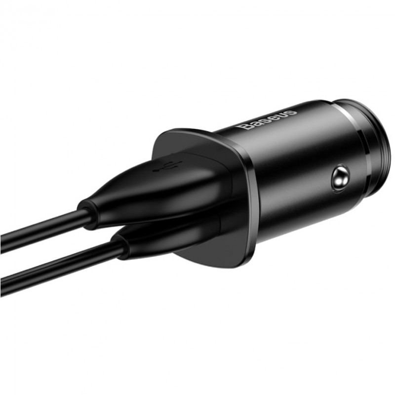Автомобільний зарядний пристрій Baseus Square Metal PD 3.0 QC 4.0 + 30W USB + USB-C (CCALL-AS) Чорний