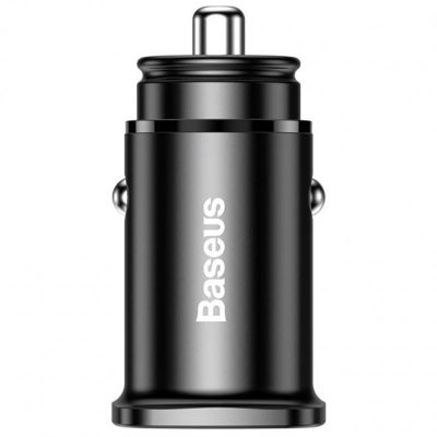 Автомобільний зарядний пристрій Baseus Square Metal PD 3.0 QC 4.0 + 30W USB + USB-C (CCALL-AS) Чорний