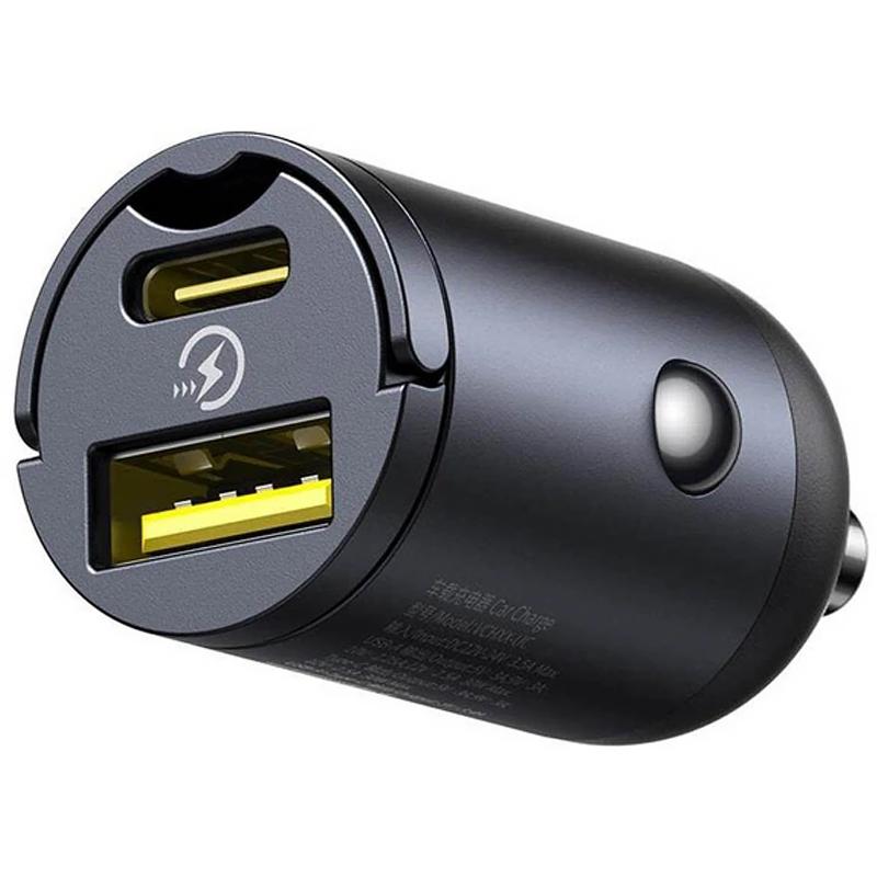 Автомобільний зарядний пристрій Baseus Tiny Star Mini 30W (1×USB-A / 1×USB-C) (C00035001121) Cosmic Black