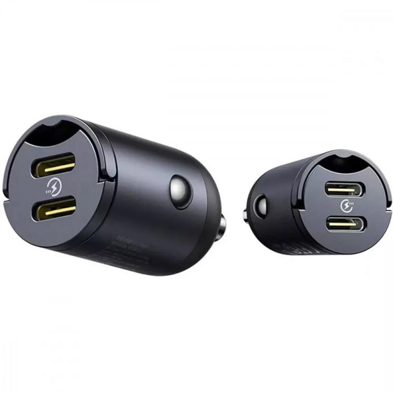 Автомобільний зарядний пристрій Baseus Tiny Star Mini 30W (2×USB-C) (C00035001121) Black